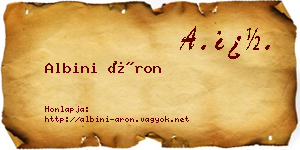 Albini Áron névjegykártya